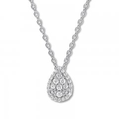 Diamond Teardrop Necklace 1/2 ct tw Round-cut 10K White Gold