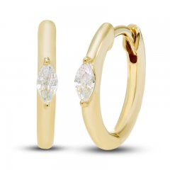 Diamond Huggie Hoop Earrings 1/5 ct tw Marquise-cut 10K Yellow Gold