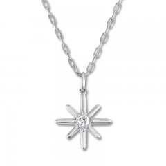 Diamond Star Necklace 1/10 Carat Round-cut Sterling Silver 20