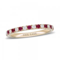 Neil Lane Ruby & Diamond Anniversary Ring 1/5 ct tw 14K Yellow Gold