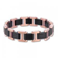 Men's Black Sapphire Bracelet Stainless Steel/Ion-Plating