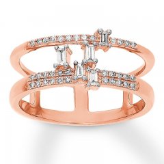 Diamond Ring 1/5 ct tw Baguette/Round 10K Rose Gold