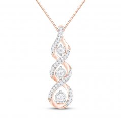 Diamond Twist Necklace 1/5 ct tw Round-Cut 10K Rose Gold 18"