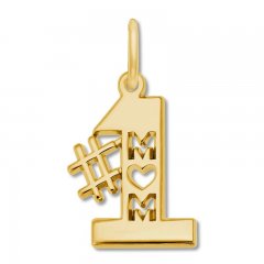 #1 Mom Charm 14K Yellow Gold