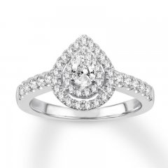 Diamond Engagement Ring 1/2 ct tw Pear/Round 14K White Gold