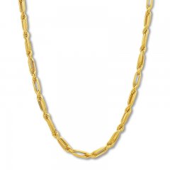 Men's Interlocking Link Chain Necklace 10K Yellow Gold 22"