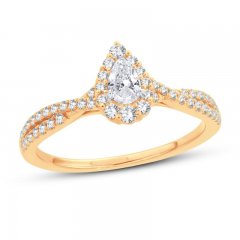 Diamond Engagement Ring 1/2 ct tw Pear/Round 14K Yellow Gold