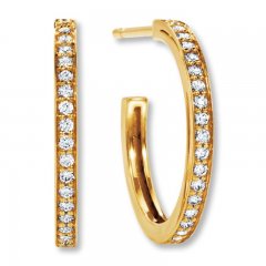 Diamond Hoop Earrings 1/4 ct tw Round-cut 10K Yellow Gold