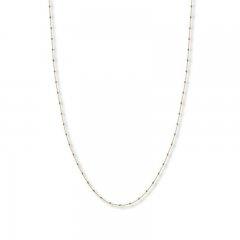 Beaded Cable Chain Necklace 14K Two-Tone Gold 16" Length