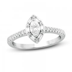 Diamond Engagement Ring 1/2 ct tw Marquise/Baguette/Round 14K White Gold