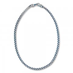 Men's Chain Necklace Stainless Steel/Blue Ion-Plating 22.25"