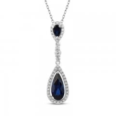 Blue & White Lab-Created Sapphire Necklace Sterling Silver 18"