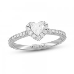 Neil Lane Diamond Engagement Ring 5/8 ct tw Heart/Round-Cut 14K White Gold