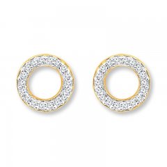 Diamond Circle Earrings 1/10 ct tw Round-cut 10K Yellow Gold