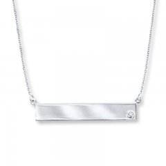 Bar Necklace Diamond Accent 14K White Gold