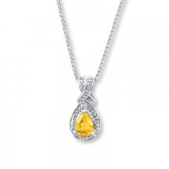 Citrine Necklace Diamond Accent Sterling Silver