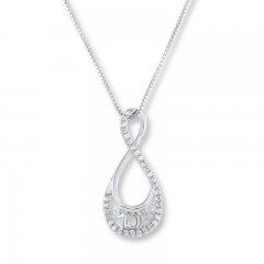 Mom Necklace 1/6 ct tw Diamonds 10K White Gold