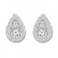 Diamond Teardrop Earrings 1/4 ct tw Round-cut Sterling Silver