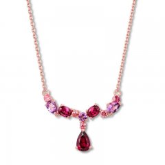 Garnet/Amethyst/Pink Tourmaline Necklace 10K Rose Gold