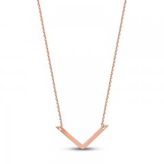 Chevron Necklace 14K Rose Gold 16" to 18" Adjustable