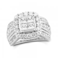 Multi-Diamond Engagement Ring 3 ct tw Princess/Round-Cut 14K White Gold