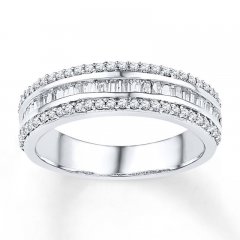 Diamond Anniversary Ring 1 ct tw Baguette-cut 10K White Gold