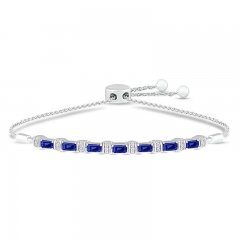 Blue & White Lab-Created Sapphire Bolo Bracelet Sterling Silver