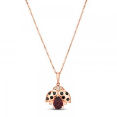 Le Vian Rhodolite Ladybug Necklace 1/6 ct tw Diamonds 14K Strawberry Gold 18"