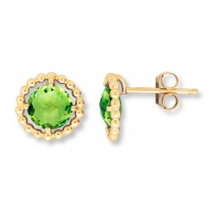 Peridot Earrings 10K Yellow Gold