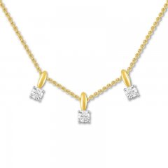 Three-Stone Diamond Necklace 1/3 ct tw 10K Yellow Gold