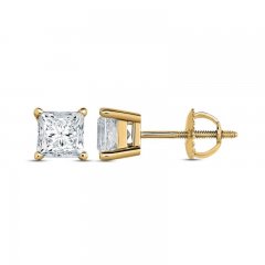 Diamond Solitaire Stud Earrings 7/8 ct tw Princess-cut 14K Yellow Gold