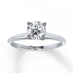 Certified Diamond Round-cut Ring 1 carat 14K White Gold