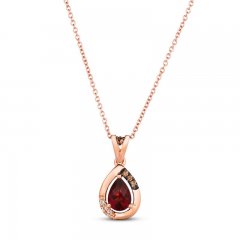 Le Vian Garnet Necklace 1/20 ct tw Diamonds 14K Strawberry Gold 18"