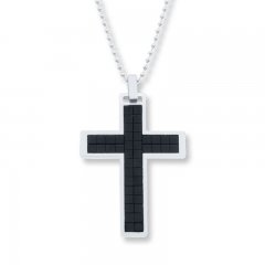 Men's Cross Necklace Stainless Steel 22" Length