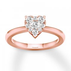 Diamond Engagement Ring 1/3 ct tw Round-cut 10K Rose Gold