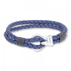 Men's Bracelet Leather & Stainless Steel