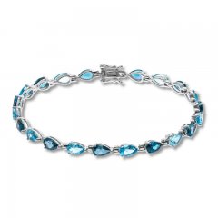 Blue Topaz Bracelet Sterling Silver 7.25"