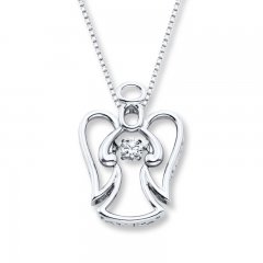 Unstoppable Love 1/6 ct tw Necklace Sterling Silver Angel