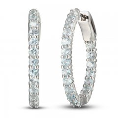 Blue Topaz In-and-Out Hoop Earrings Sterling Silver