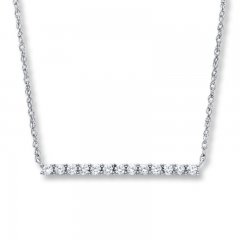 Lab-Created White Sapphire Bar Necklace Sterling Silver