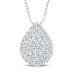 Diamond Teardrop Necklace 3/4 ct tw 10K White Gold 18"