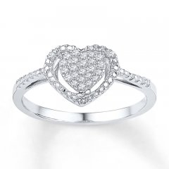 Diamond Heart Ring 1/8 ct tw Round-cut 10K White Gold