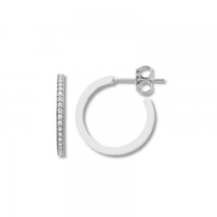 Diamond Hoop Earrings 1/4 ct tw Round-cut 10K White Gold