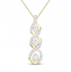 Diamond Twist Necklace 1/5 ct tw Round-Cut 10K Yellow Gold 18"