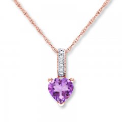 Amethyst Necklace Diamond Accents 10K Rose Gold