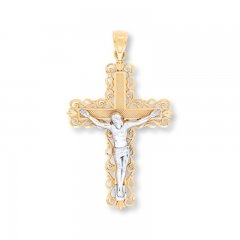 Crucifix Pendant 14K Two-Tone Gold