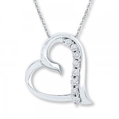 Diamond Heart Necklace 1/20 ct tw Round-cut Sterling Silver