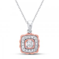 Diamond Necklace 1/6 ct tw 10K Rose Gold Sterling SIlver 18"