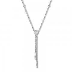 Diamond Lariat Necklace 1/3 ct tw Round-cut 14K White Gold