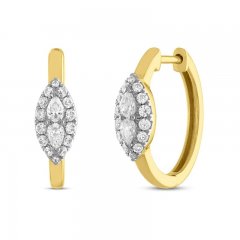 Forever Connected Diamond Hoop Earrings 3/8 ct tw Pear/Round 10K Yellow Gold